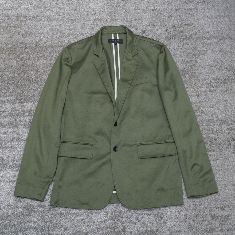 RAG & BONE Men's Slim Fit Blazer Jacket 40 Cotton Olive Green Fine Twill